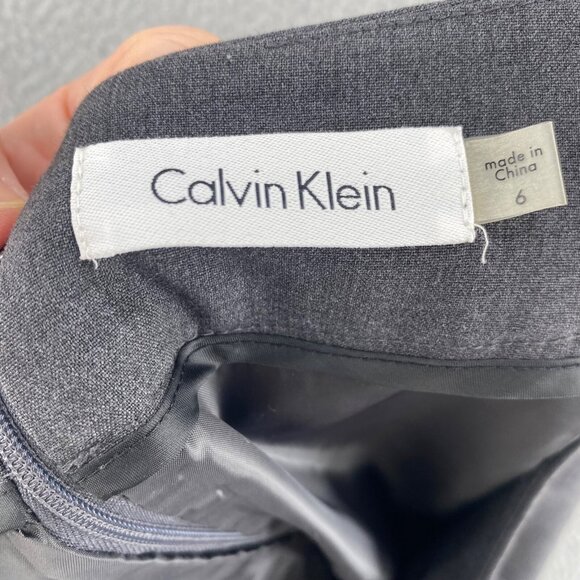 Calvin Klein Skirt Womens 6 Gray Stretch Pencil Straight Above Knee Office Work - Picture 6 of 10
